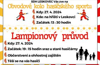 Hasičská soutěž a lampionový průvod v sobotu 27. 4. 2024 v Leskovci 1
